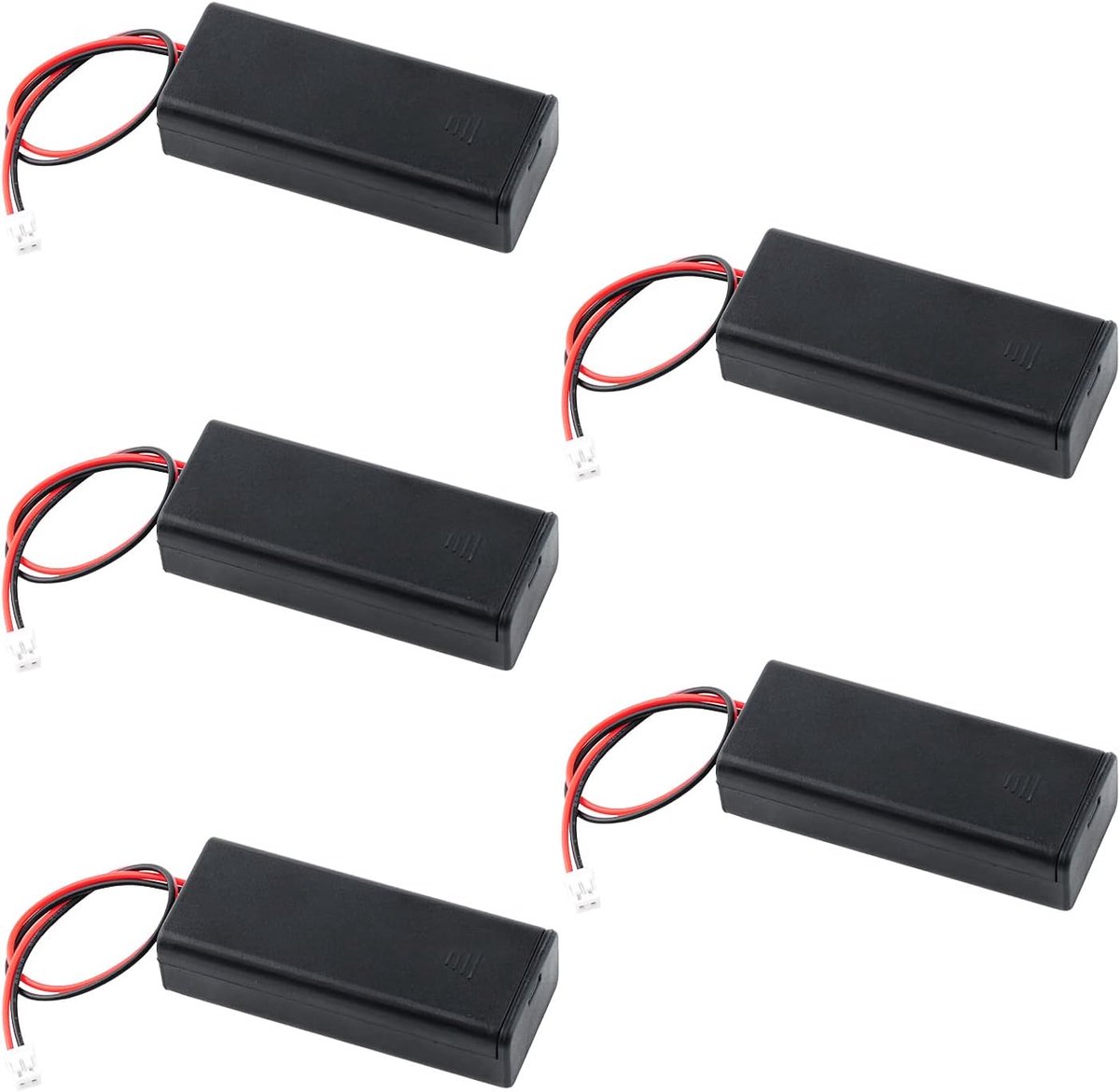 Batterijhouder Set - Opbergdoos Batterijen - Elektronica Projecten - Met Aan/Uit Schakelaar - 5 Stuks - Zwart