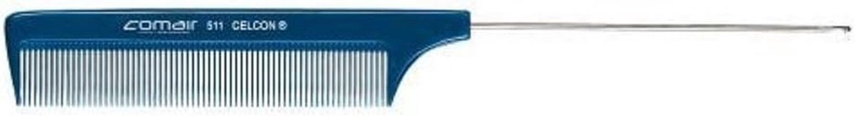 Naaldsteelkam met haak - Haarkam Stylingkam - Professioneel Knippen - Sterk Hittebestendig Materiaal - 25 cm - Blauw