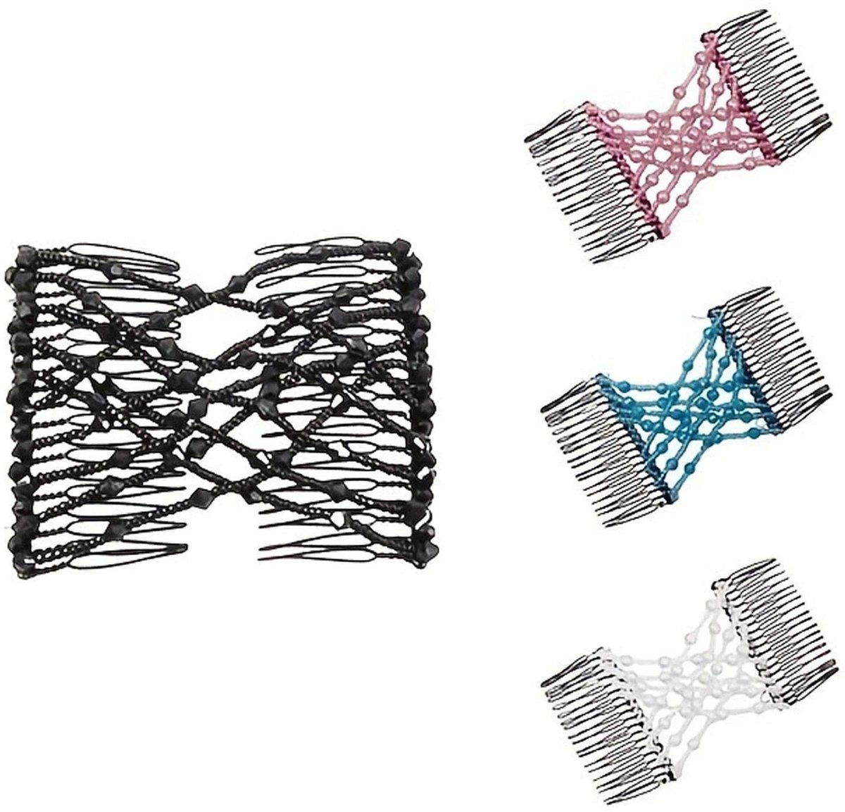 Dailygoods- Haarkam Elastisch - Dubbele Kam met Kristallen Kralen - Haaraccessoires Vrouwen - Haaraccessoires Meisje - Voor Dik/Dun Haar - Duurzaam en Zacht voor Haar - Haaraccessoire