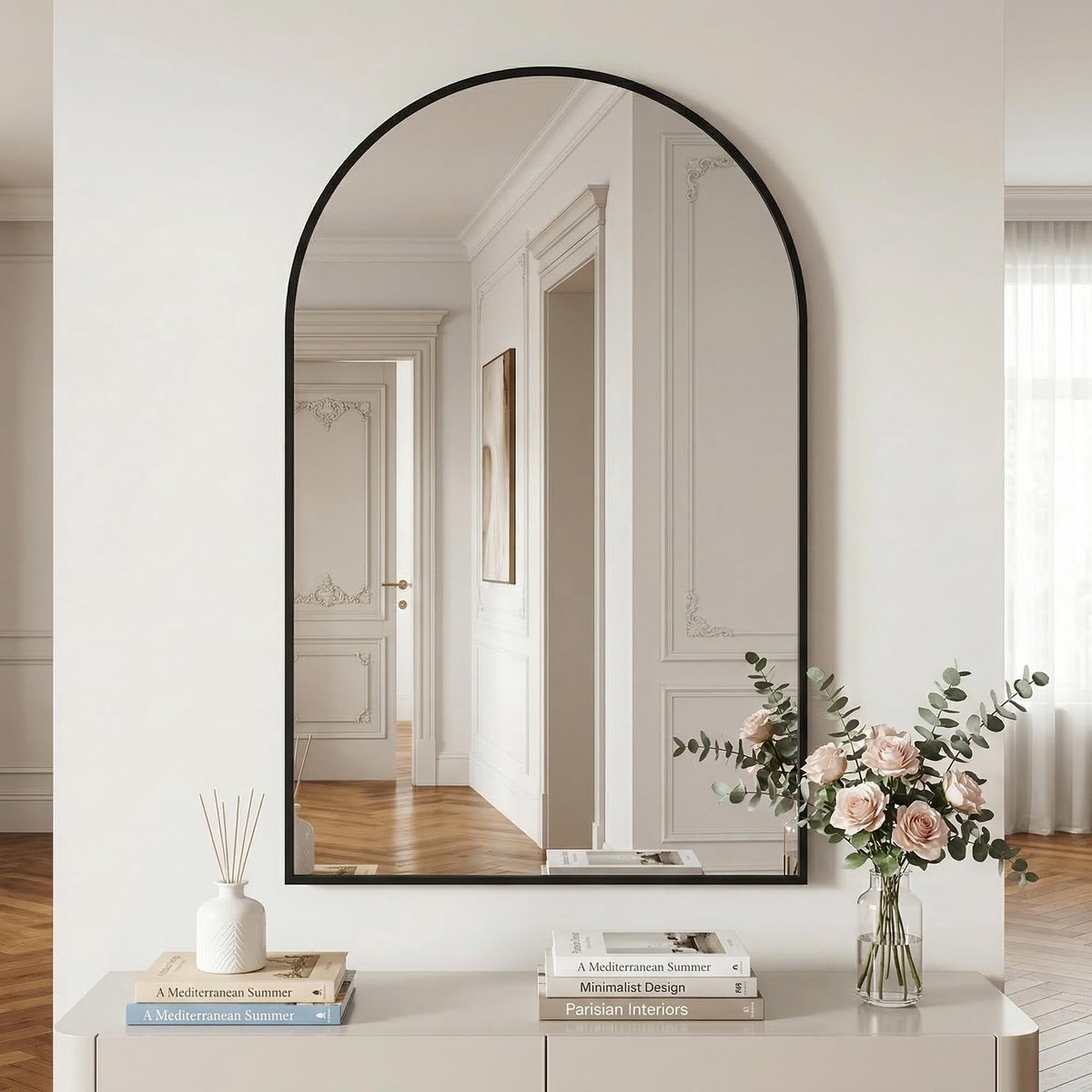 Dailygoods- Wandspiegel 61 x 91 cm - Onbreekbaar frame van roestvrij staal - Staande spiegel - Wandspiegel voor slaapkamer/badkamer - Modern ontwerp met heldere reflectie