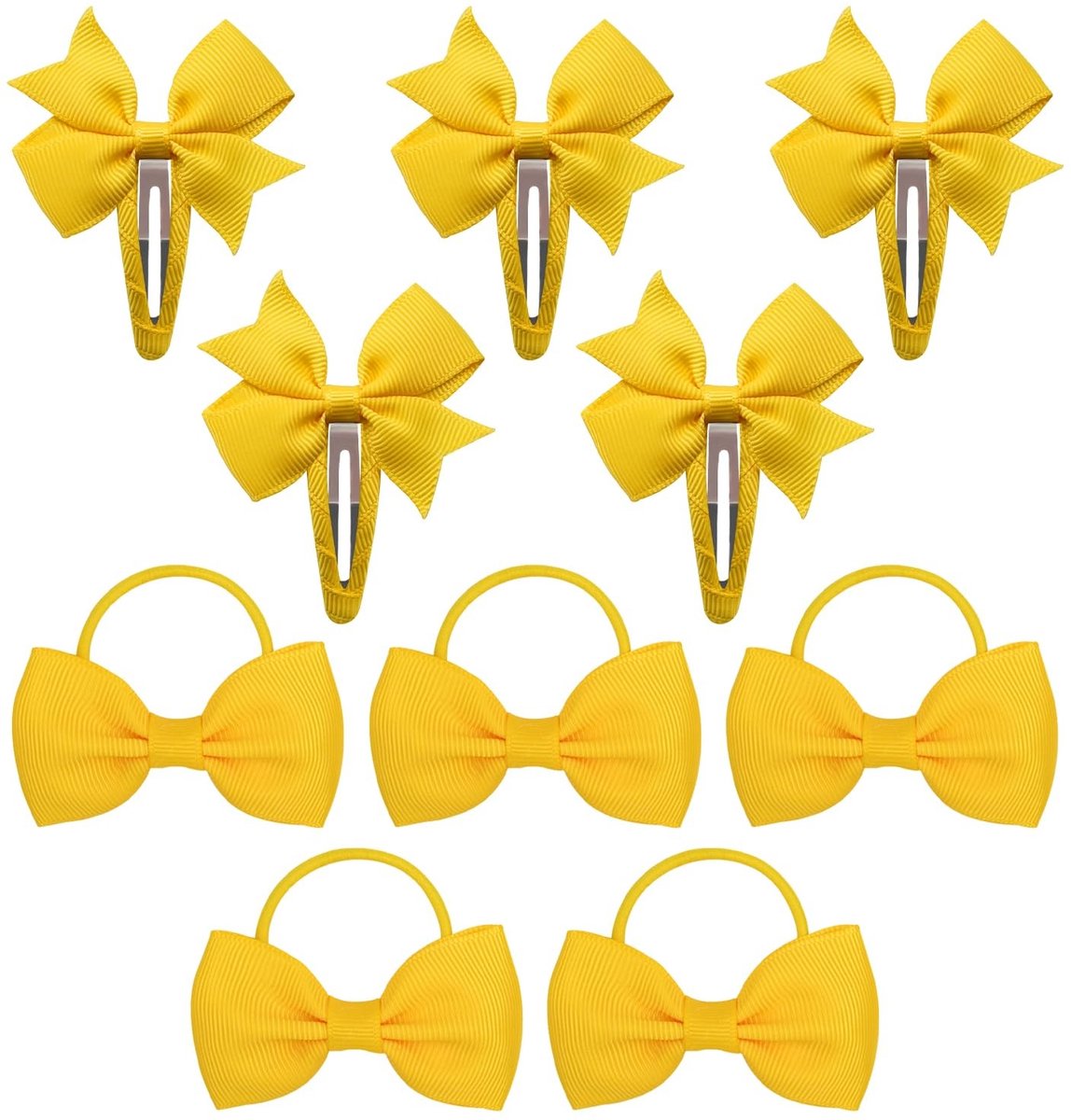 NTH products- Haarspelden met Strik - Haaraccessoires Meisje - Haarelastiekjes - Hoofddeksel Kinderen - Geel - 5 Stuks