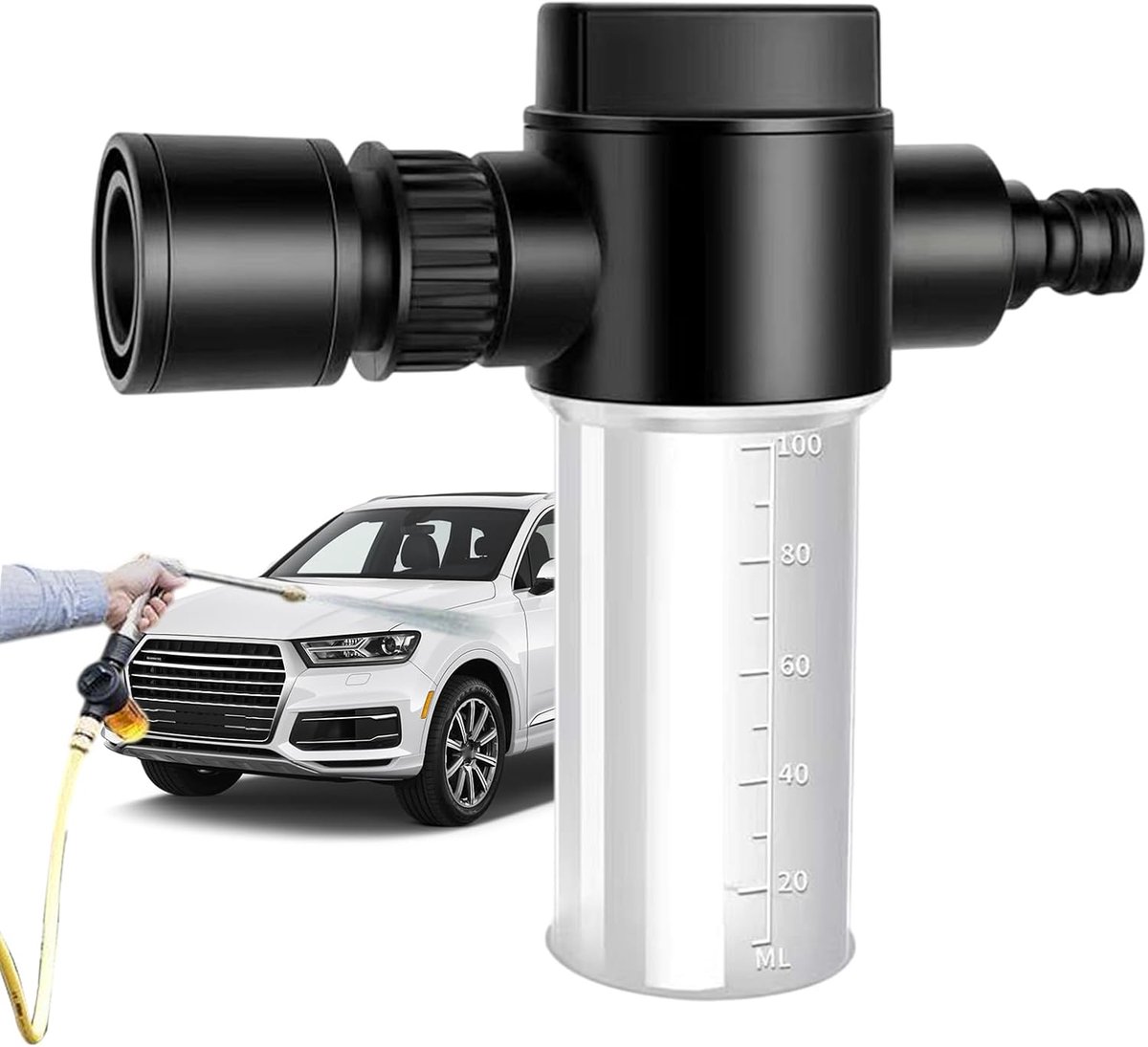 Schuimsproeier Slang - Zeepdispenser Tuin - Auto Reinigen - Precisie Met Schaal - 100 ml - Transparant