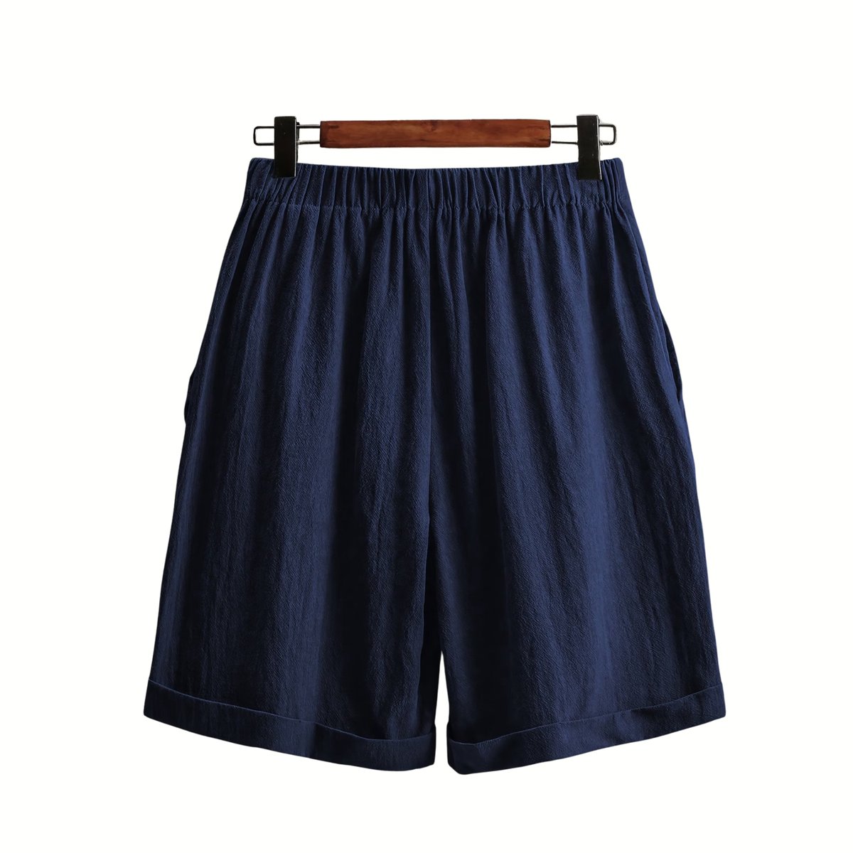 Currero Korte Linnen Broek Dames Zomerbroek Volwassenen Korte Broek Shorts Strandbroek Zomer Ibiza Stijl 3XL Blauw