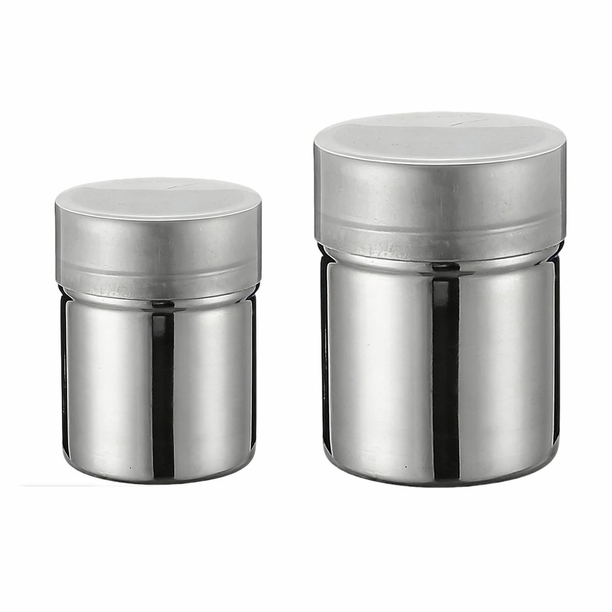 Dailygoods- Poedersuikerstrooier 2 Stuks - Roestvrij Staal - Deksel - Meel Shaker - Poeder Shaker - Duurzaam Materiaal - Poederzeef