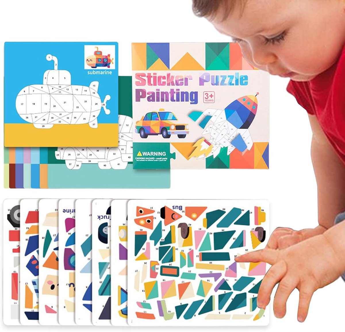 Zelfklevende Puzzels - Creatieve Stickers - Motoriek Ontwikkelen - Interactieve Collage - 26 cm - Meerdere Motieven