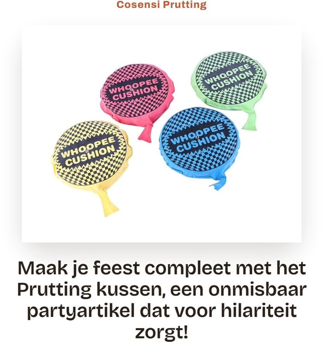Dailygoody - Prutting kussen - Whoopee kussen - Grappig partyartikel - 20 x 20 cm - Speelgoed nieuwigheid - Tricky Joke - Geschikt voor volwassenen en