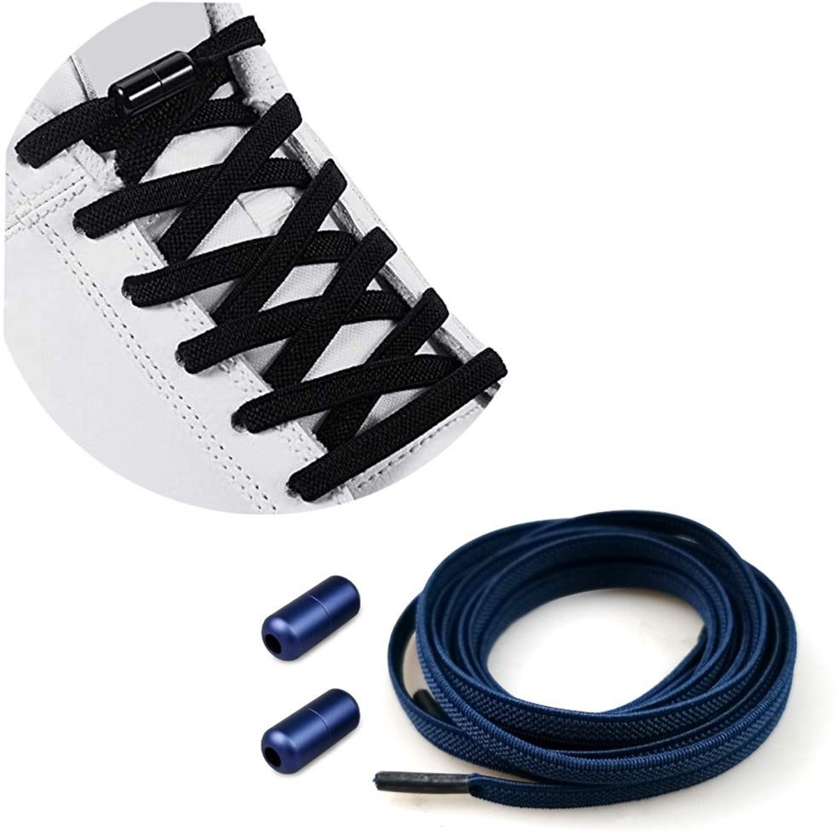 Dailygoods- Schoenveters Elastisch 100 cm - Veters voor Kinderen/Volwassenen - Antislip Gespen - Vervangende Sluiting - Geschikt voor Alle Schoenen - Modieuze Kleuren - Elastische Veters