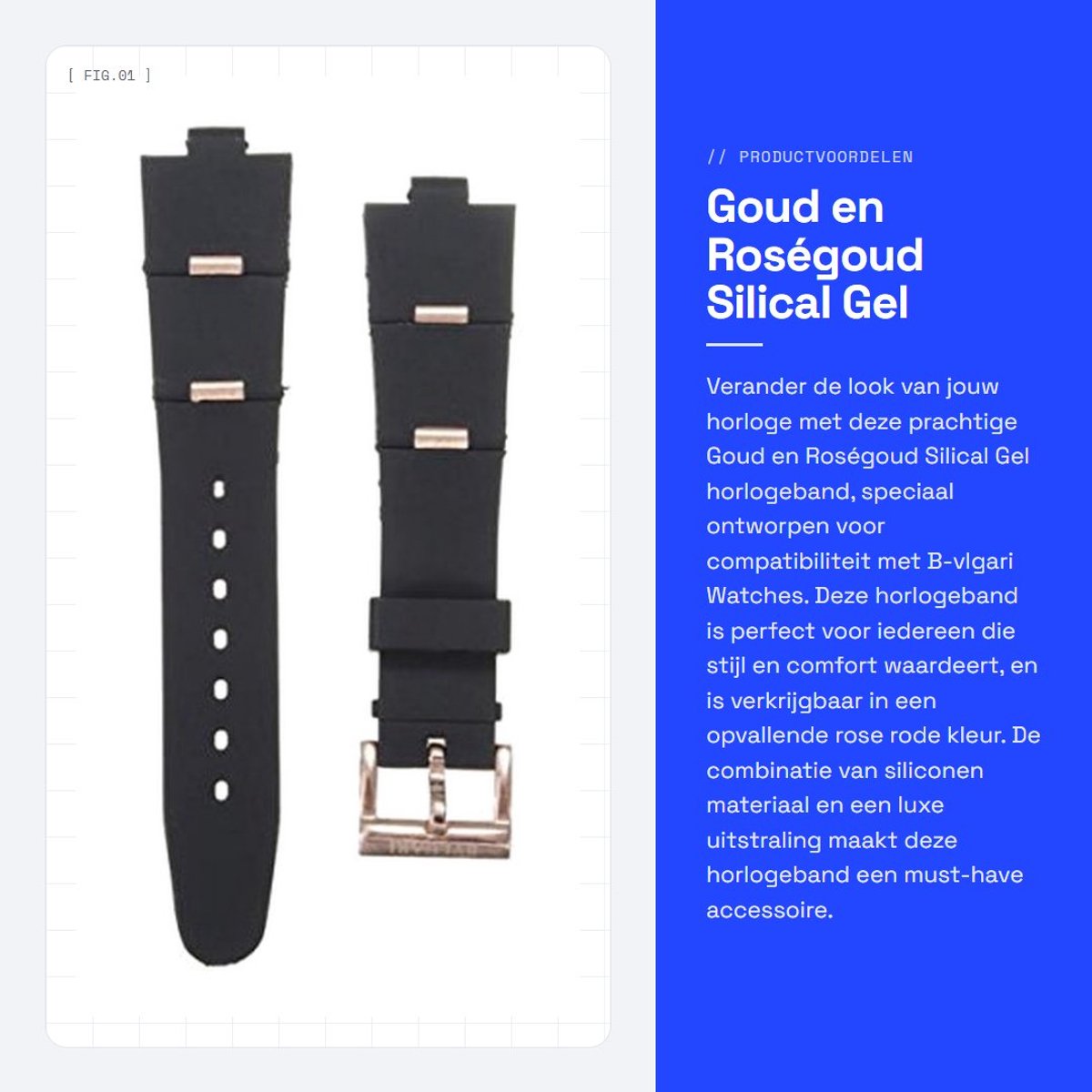 Dailygoods- Horlogeband 22mm - Siliconen - Goud/Roségoud - Compatibel met B-vlgari Horloge - Inclusief accessoires - Bandkleur Rose Rood - Horlogearmband