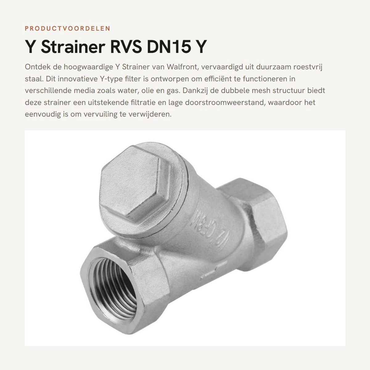 Dailygoods- Y Strainer - Dubbelmesh Structuur - Roestvrij Staal - Filterklep - Lage Doorstroomweerstand - Eenvoudige Installatie - Onderhoudsvriendelijk - Filter
