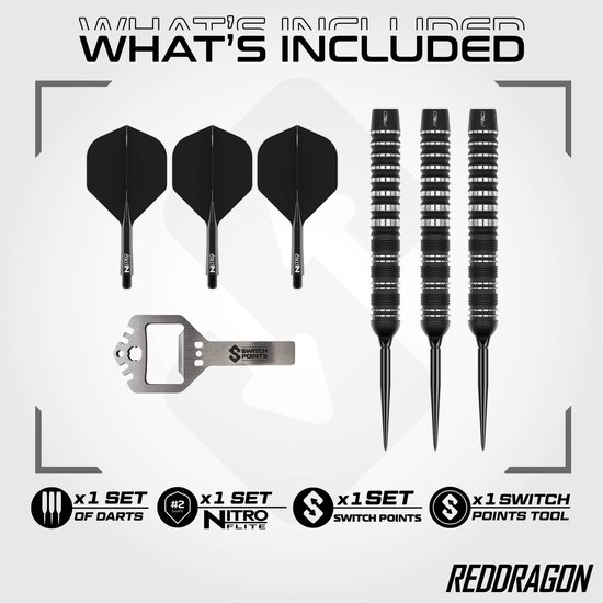 Red Dragon Sable Black Parallel Switch Point 90% - Dartpijlen van Red Dragon — afbeelding 2