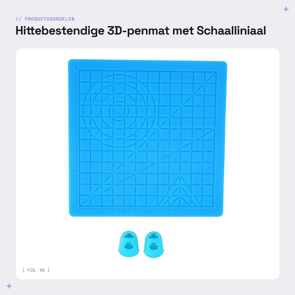 Dailygoods- 3D-penmat Hittebestendig - Siliconen Tekenmat - Ontwerpmat - Vingerdoppen - Geïntegreerde Meetschaal - Precisietekeningsjablonen