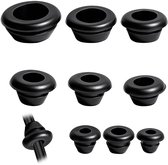 Dailygoods - 90 stuks kabeldoorvoer rubberen set 9 maten 3–14 mm met rubberen huls & rubberen afdichting rond, kabeldoorvoer waterdicht voor kabelbescherming, kabelhuls voor kabeluitlaat & behuizing