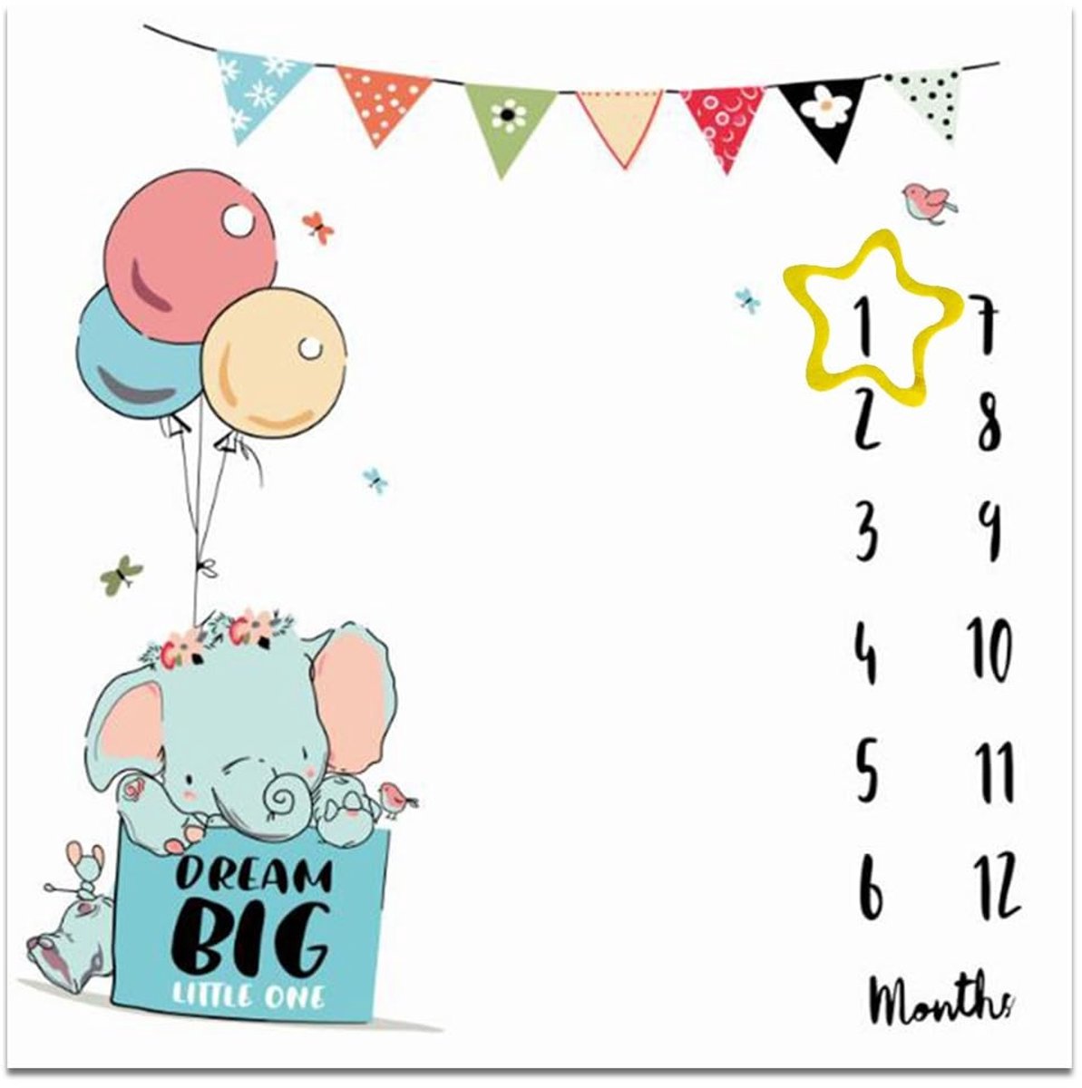 Dailygoods- Babydeken Gepersonaliseerd - Speelmat - Mijlpaal Deken - 100 x 100 cm - Zacht en Comfortabel - Cadeau-idee Babyshower