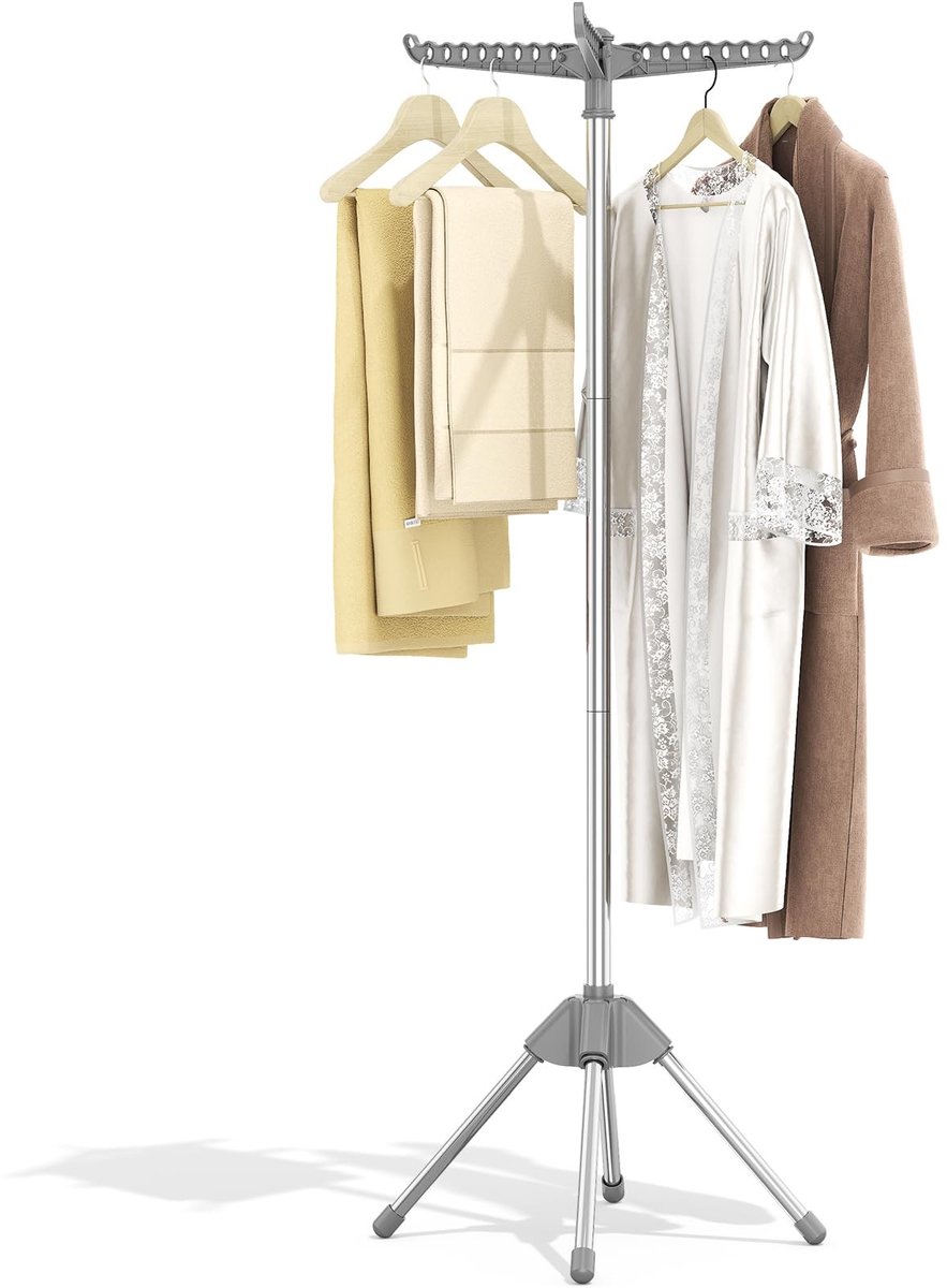 Dailygoods- Droogrek Opvouwbaar - Ruimtebesparend Wasrek - Roestbestendig - Geschikt Voor Binnen/Buiten - 63,5 x 63,5 x 150 cm - Wasdroger