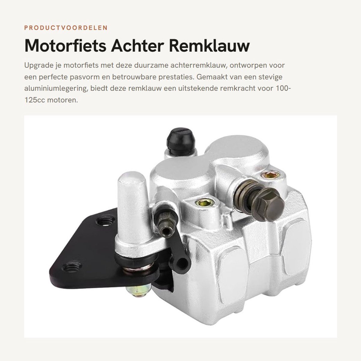 Dailygoods- Remklauw Achter - Aluminiumlegering - Perfecte Pasvorm - Eenvoudige Installatie - Geschikt voor Motorfietsen - Pakketgewicht 715 g - Remklem