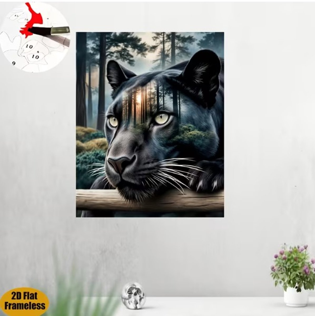 Schilderen op Nummer Zwarte Panter – DIY Verfset voor Volwassenen (40 x 50 cm)