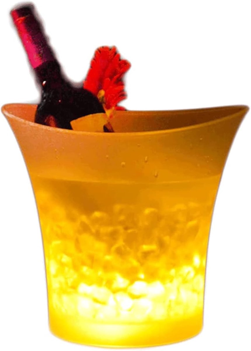 Ijsemmer Lichtgevend - Koelbox Drank - Drank Koel Houden - Afneembare Basis - 5 Liter - Geel