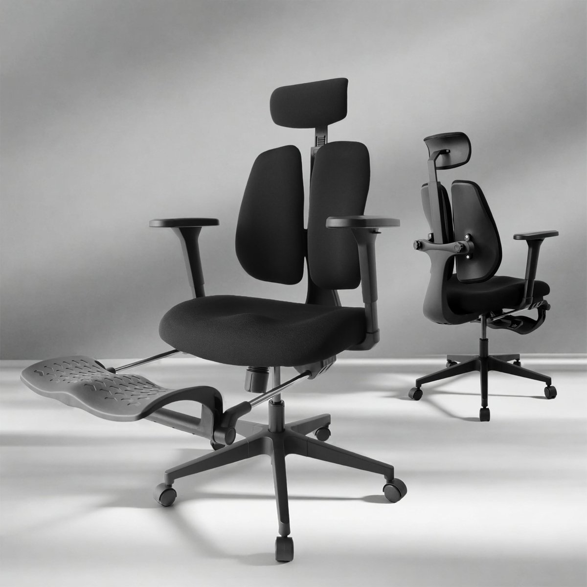 Dailygoods- Bureaustoel Ergonomisch - 8 cm Verdiepte Zitting - 4D Verstelbare Armleuningen - Dynamisch Gedeelde Rugleuning - Voetensteun - Stabiel Frame - Computerstoel