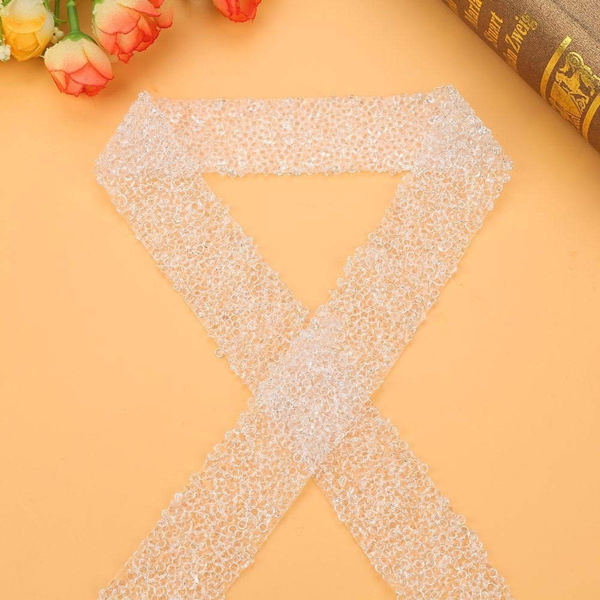 Dailygoods- Mesh Lint 3 cm Breed - Kristallen Diamant - Transparant Wit - Bruidsjurken/Feestdecoratie - Vrij Gesneden - Hot Fix Methode - Strasslint