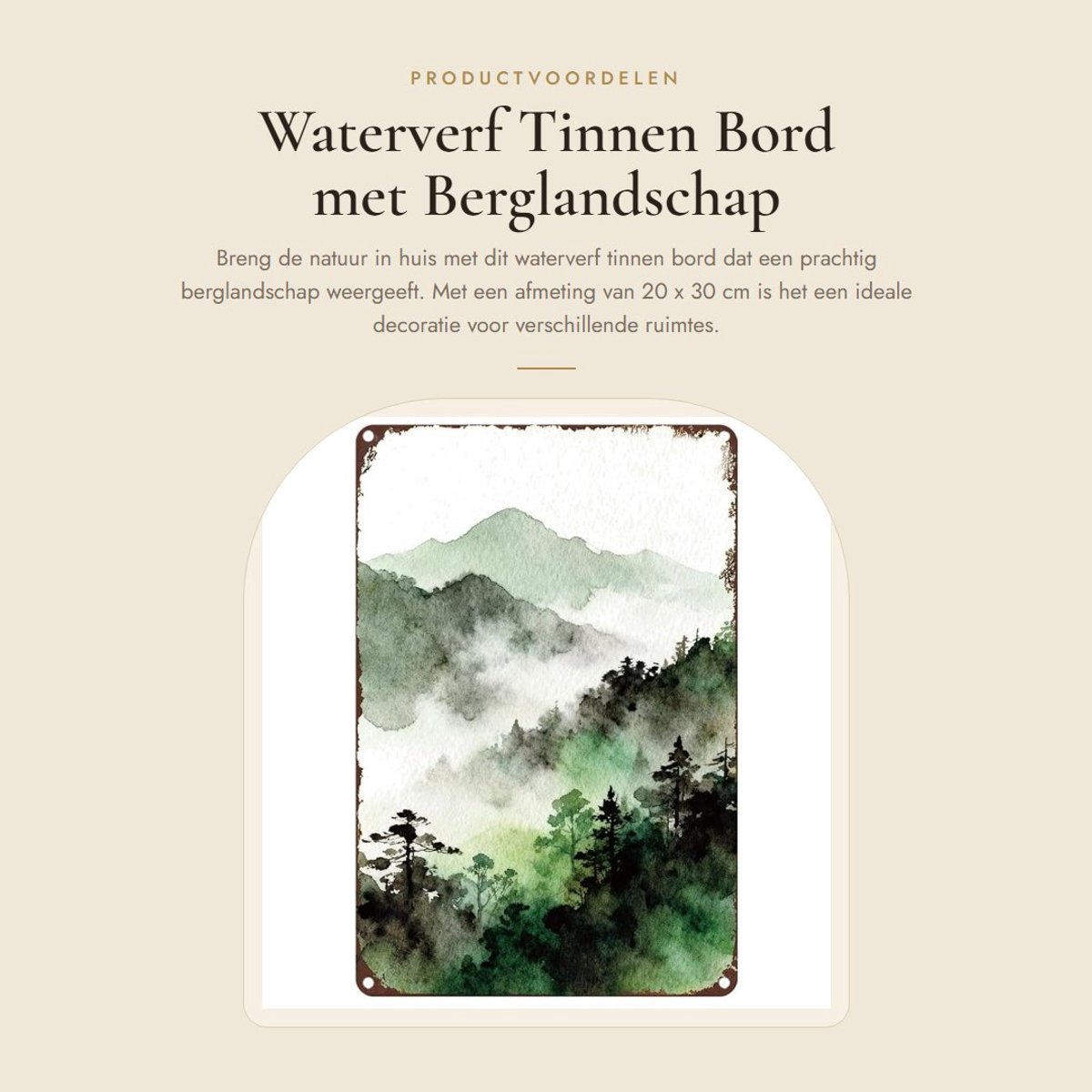 Dailygoods- Metalen Bord Waterverf Decor - Muurdecoratie - Wanddecoratie - IJzer - Waterdicht - 30 x 20 cm - Voorgeboorde Gaten