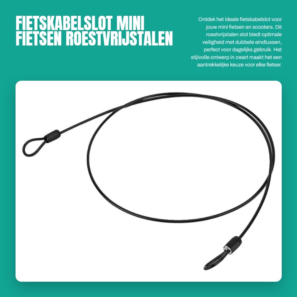 Dailygoods- Fietskabelslot Mini - Roestvrijstalen Veiligheidsslot - Dubbele Eindlussen - Secundaire Beveiliging - Lichtgewicht en Praktisch - Hoogwaardige Stalen Draad - Fietslock