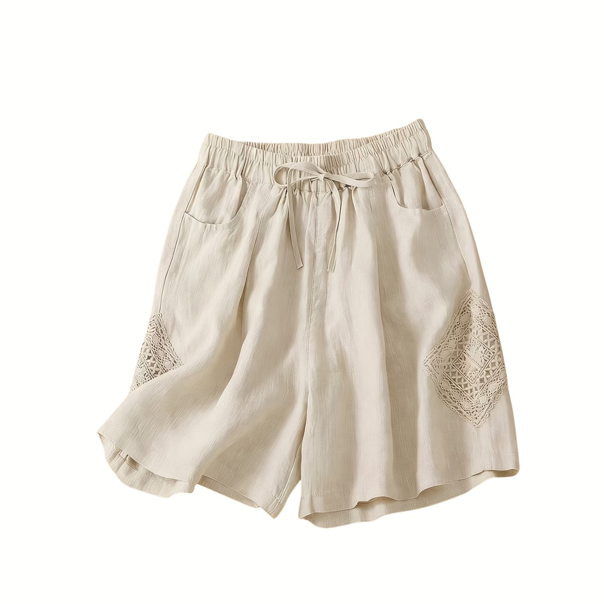 Currero Korte Linnen Broek Dames Zomerbroek Volwassenen Korte Broek Shorts Strandbroek Zomer Ibiza Stijl Abrikoos