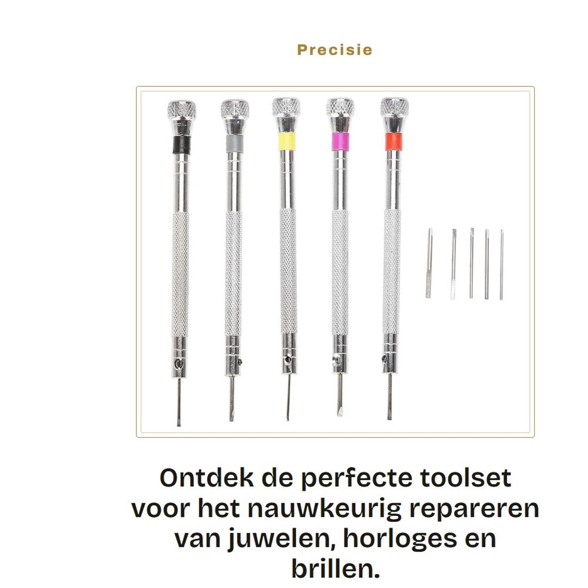Dailygoods- Schroevendraaierset Precisie - 5 Stuks - Hoogwaardige Staal - Geschikt voor Horloges/Juwelen - Lichtgewicht - Duurzaam - Schroevendraaiers