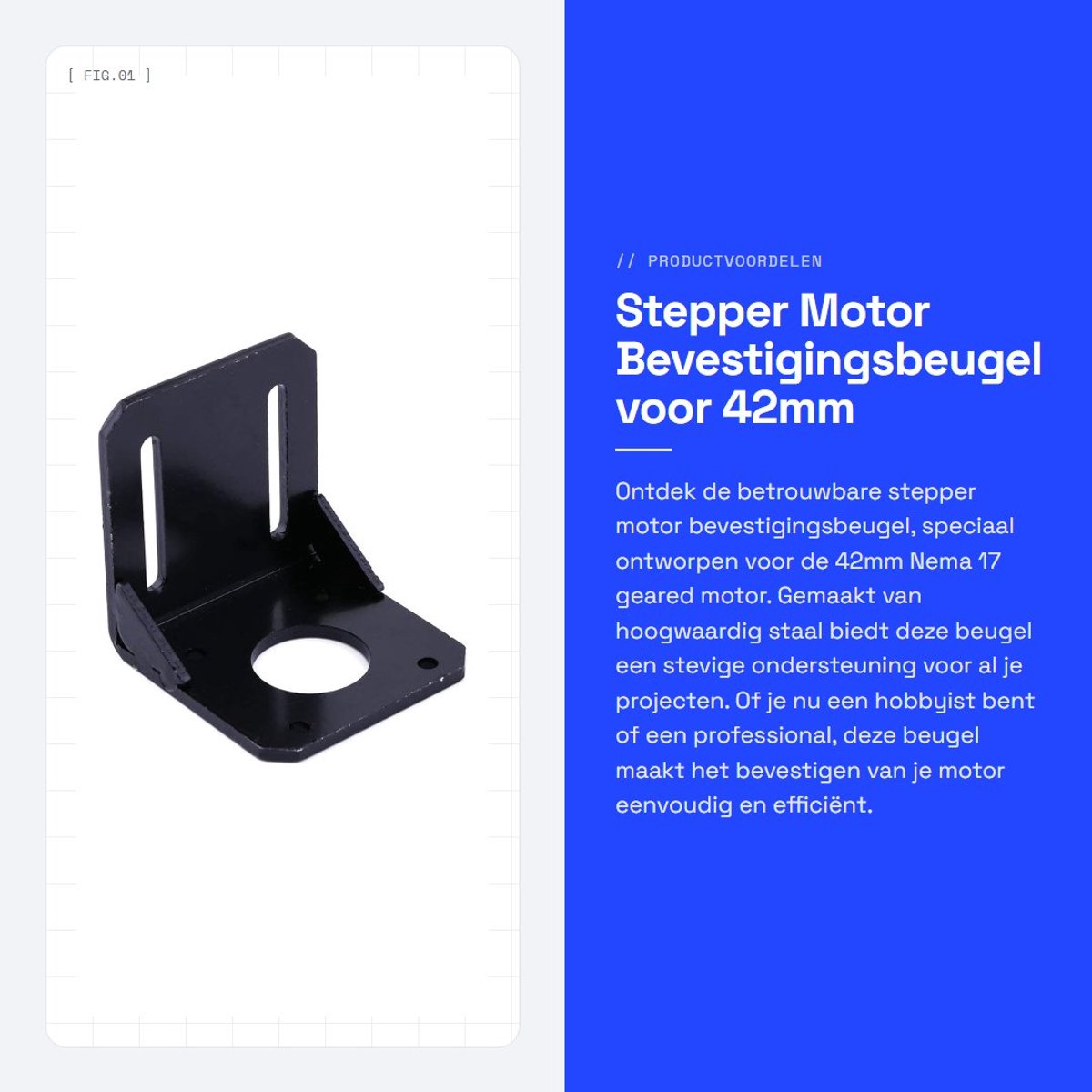 Dailygoods- Steppermotorbeugel - Stevige Beugel - Geschikt voor 42mm Nema 17 - Roestvrij Staal - Eenvoudige Installatie - Precisie Afwerking - Motorsteun