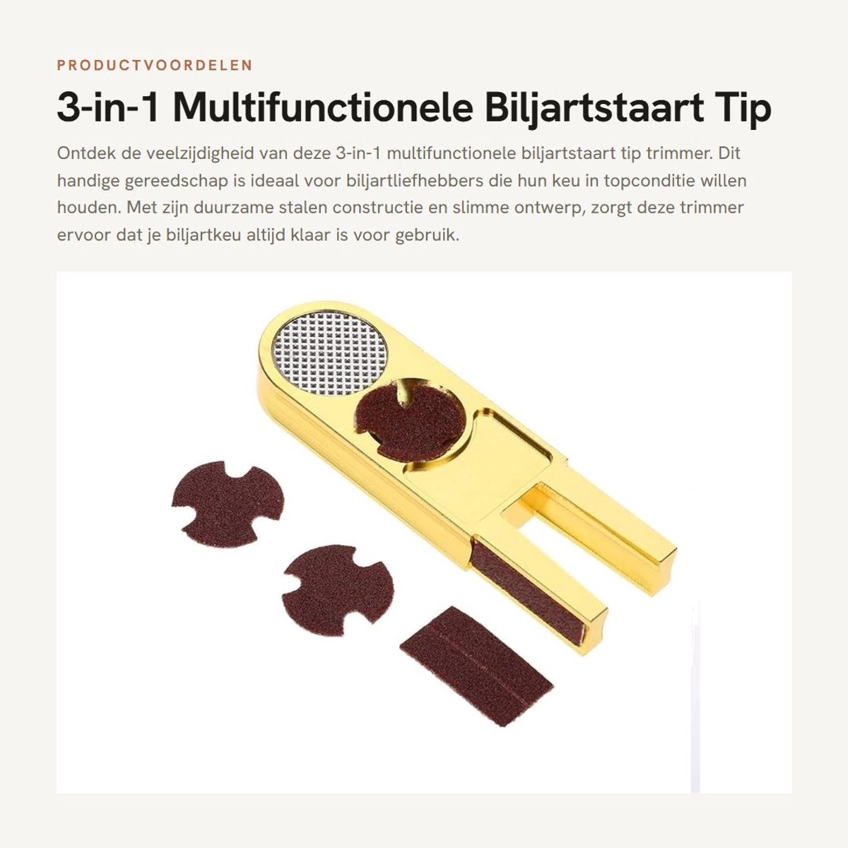 Dailygoods - 3-in-1 Multifunctionele Biljartstaart Tip Trimmer - Reparatiegereedschap - Duurzaam Staal - Handig Accessoire - Geschikt voor Biljartkeu