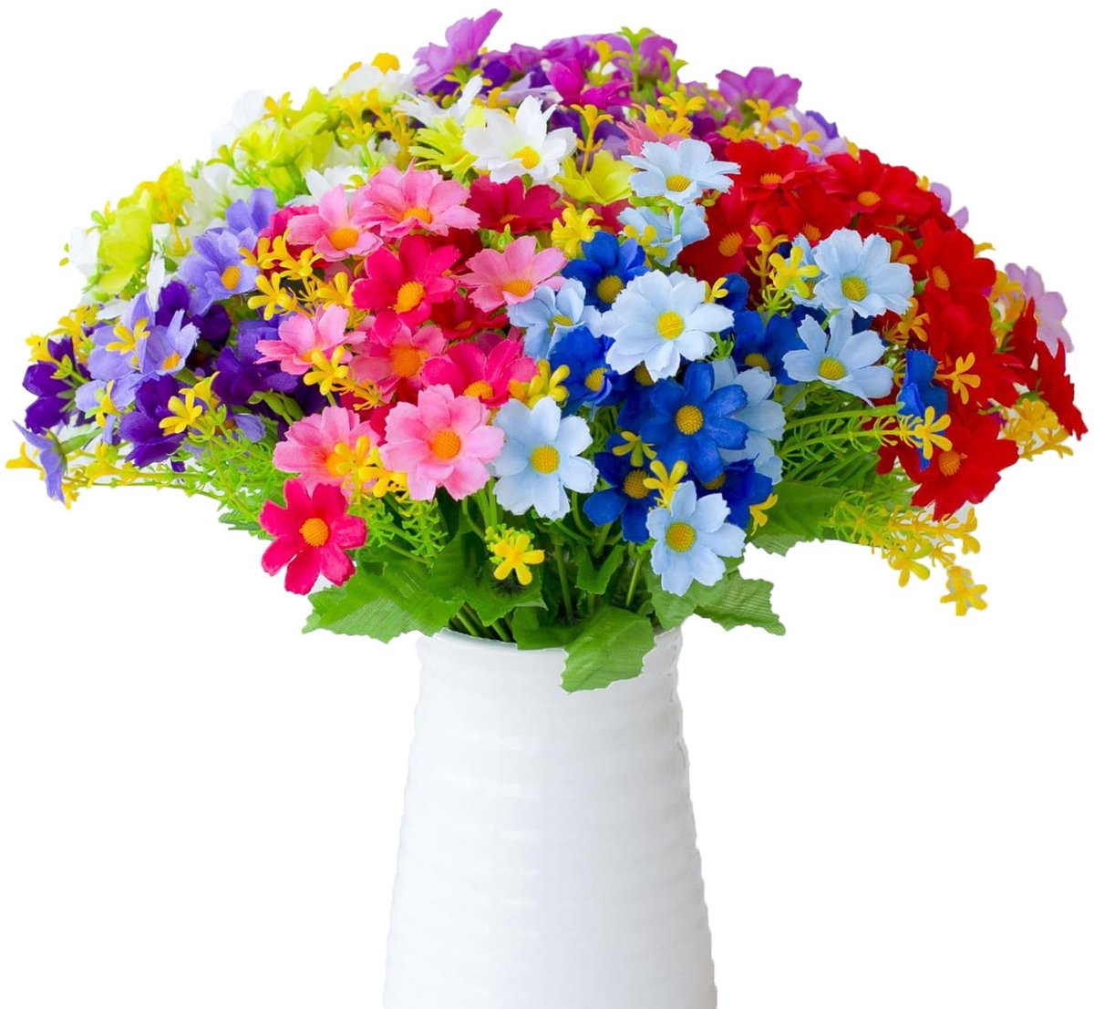 Dailygoods- Kunstbloemen A1 - 6 Bundels - Madeliefjes - Voor Balkon/Tuin - Kleurrijk - Dec