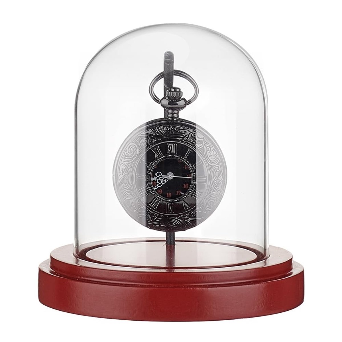 Dailygoods- Display Koepel Vitrine - Glazen Showcase - Houten Basis - Metalen Haak - 10,4 cm Hoogte - 7,9 cm Breedte