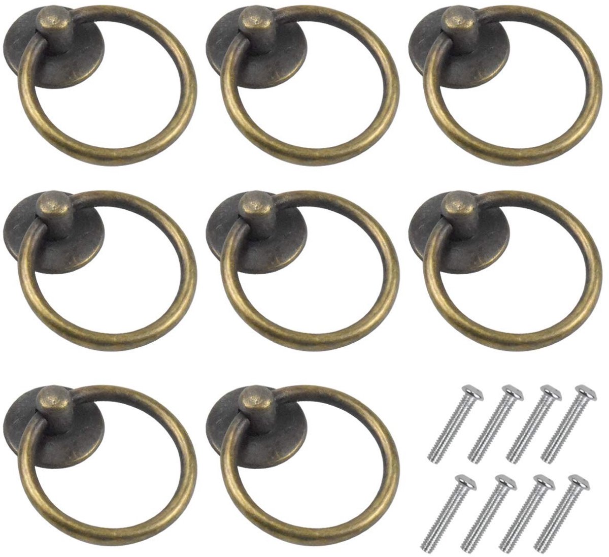 Dailygoods- Ladehandgrepen 8 Stuks - Meubel Knoppen - Ring Knoppen - Deurhandgrepen - Metalen Handgrepen - Hoogwaardige Constructie - Meubelknoppen