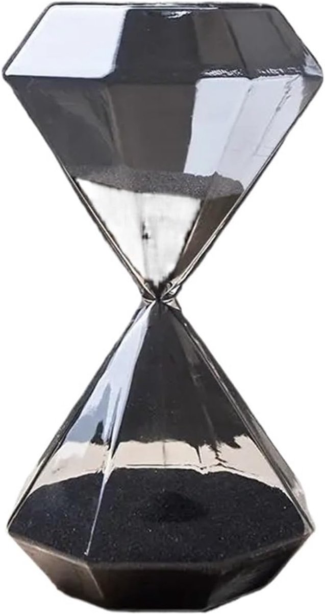 Zandloper Timer - Zandklok Decoratie - Activiteiten Bijhouden - Modern Design - 10x20 cm - Zwart