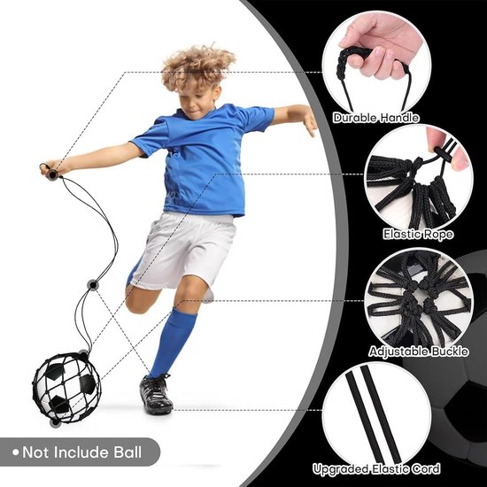 Voetbal Kicktrainer - Bal Trainer - Voetbalvaardigheden Verbeteren - Lichtgewicht Draagbaar - 110 cm Lengte - Zwart — afbeelding 3