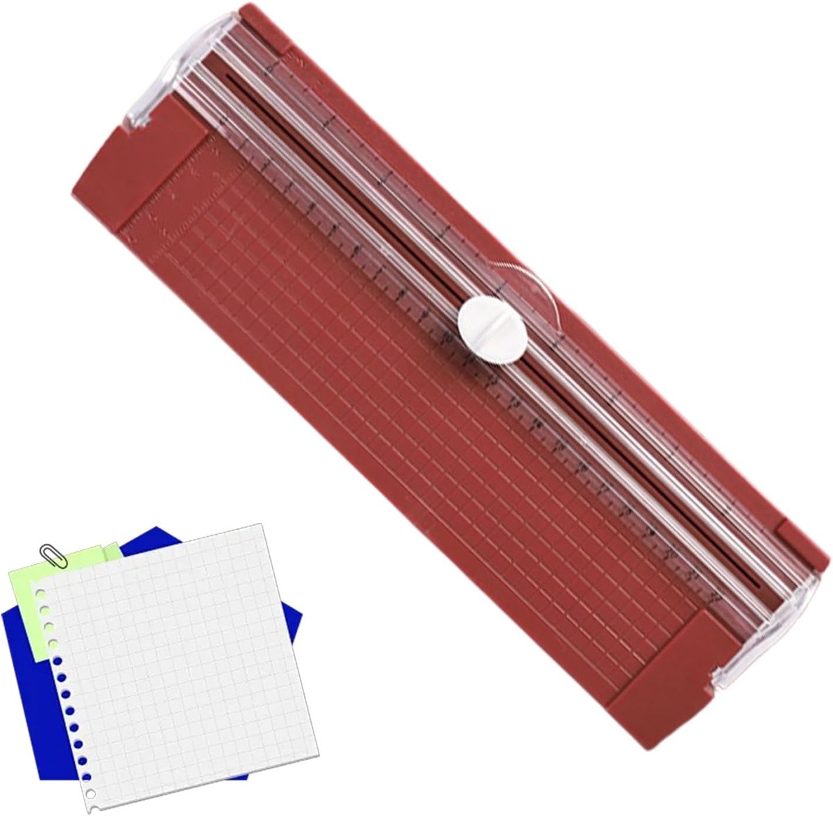 Papiersnijder - Snijapparaat Hobby - Precies Snijden - Ingebouwde Liniaal - 27 cm - Rood