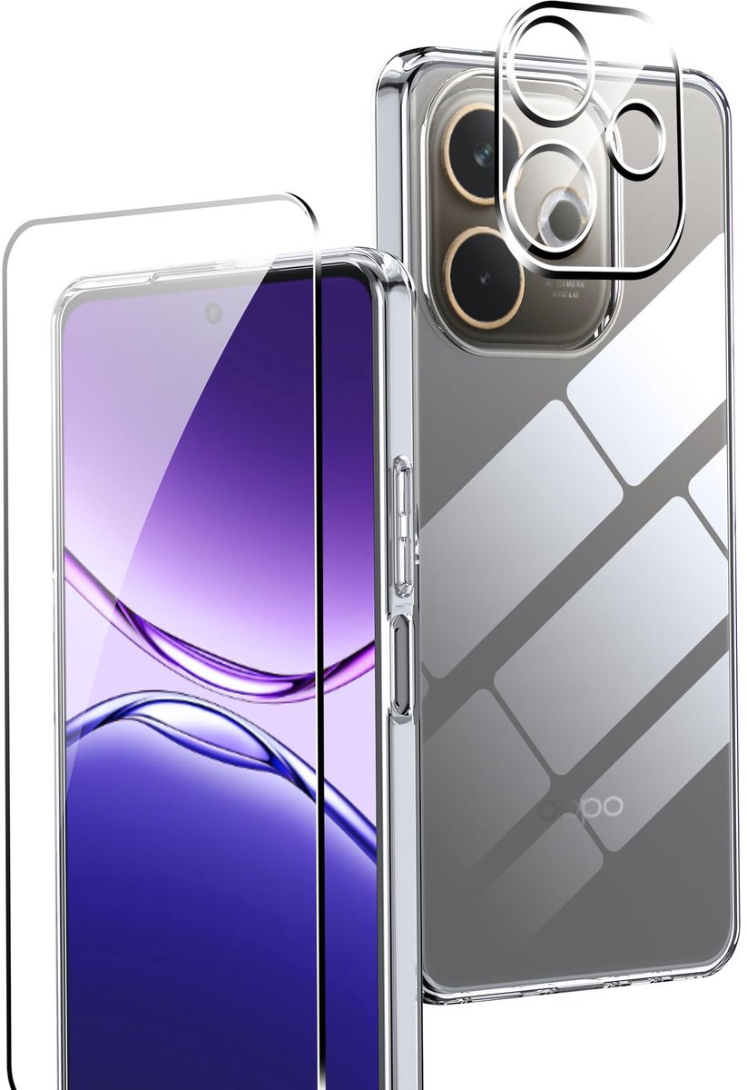 Dailygoods - Beschermhoes met Gehard Glas voor Oppo A5 Pro en Lensbescherming