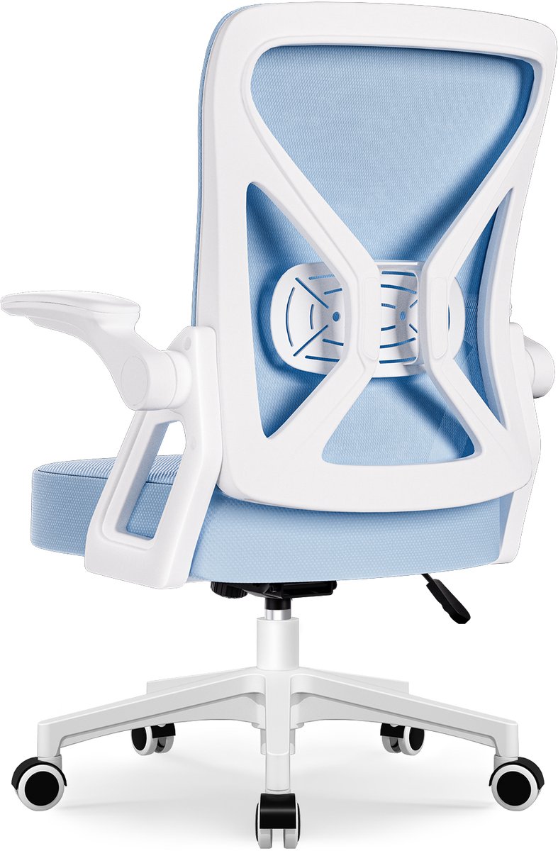 Bureaustoel-Ergonomische bureaustoel-bureaustoelen voor volwassenen-Opklapbare armleuningen-Blauw
