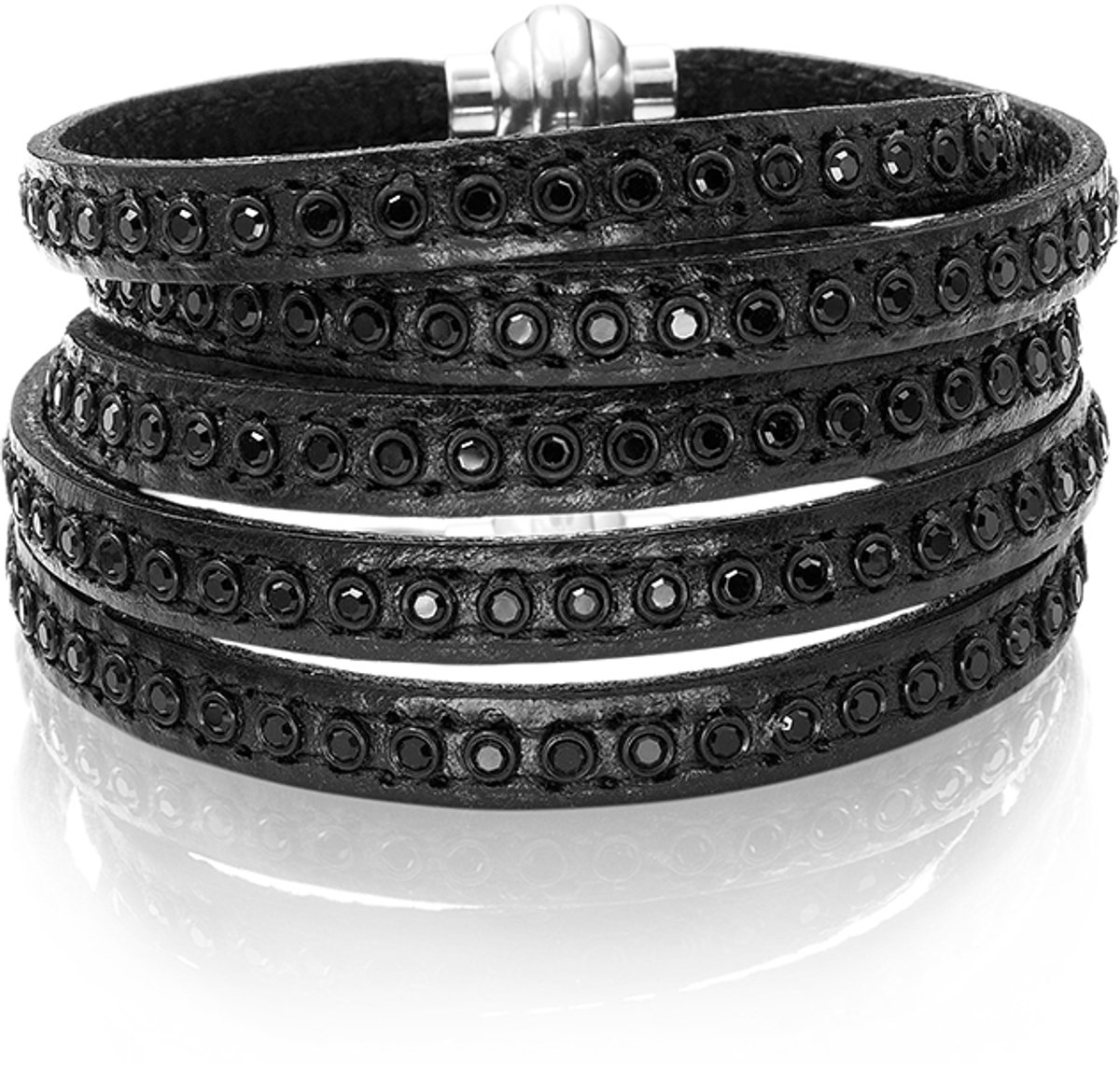 SIF JAKOBS JEWELLERY AREZZO BLACK BRACELET WBK/ZIRKONIA 90CM SJ-BR2359-NN/BK/90.