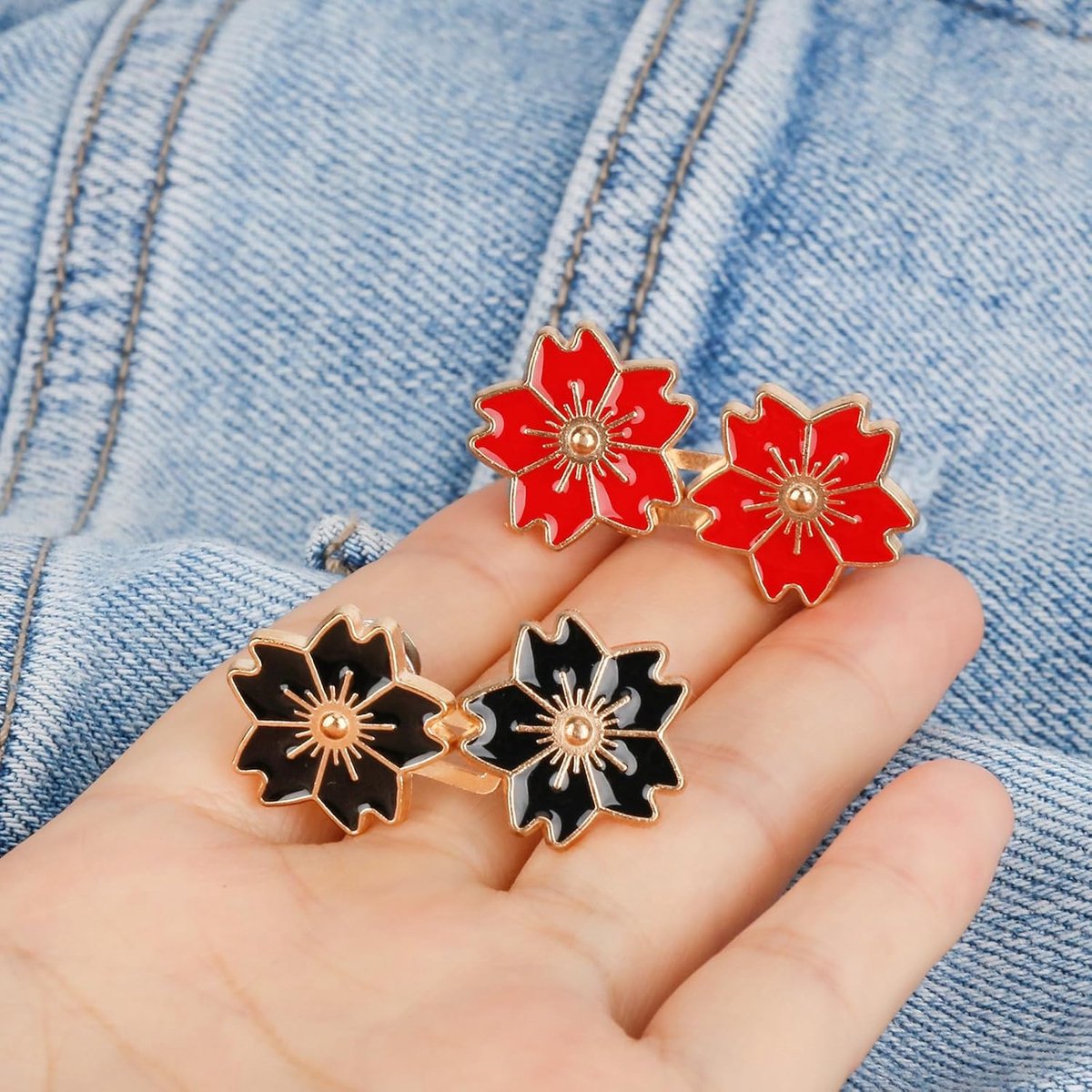 4 Stuks Knoopsgat Verlenger - Broektailleriemverstrakker - Broekverkleiner - Afneembare Jeansknopen - Tailleversteller voor Broeken - Verstelbare Instant Knopspelden - Met Kersenbloesems - Voor Jeans, Broeken, Rokken en Mouwen — cadeau in Cadeau-ideeën - foto 4