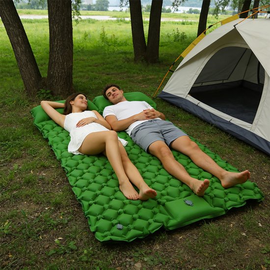 Tweepersoons Slaapmat - Zelfopblazende Slaapmat - Draagbaar Campingmatje Met Voetpomp - Slaapmat Voor Backpacken/Wandelen/Reizen van Tweepersoons. — afbeelding 4