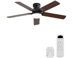 Flache Deckenventilator 106 cm met LED Verlichting en Afstandsbediening – DC Motor Stil 6 Snelheden Timer Lichtgeheugen Dimbaar 3000K–6000K Zwart