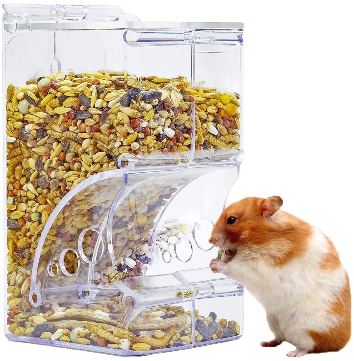 Transparante acryldispenser voor hamstervoer 300 ml