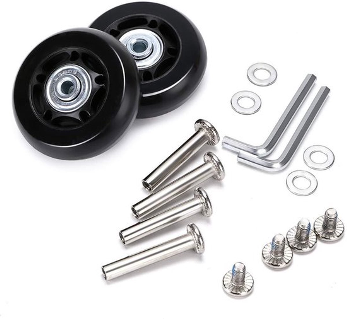 Reservewielen voor bagagekoffer - 60 x 18 mm - Magazijnreparatieset - Set van 2 - Zwart - Mode - Bagagesets reparatieset.