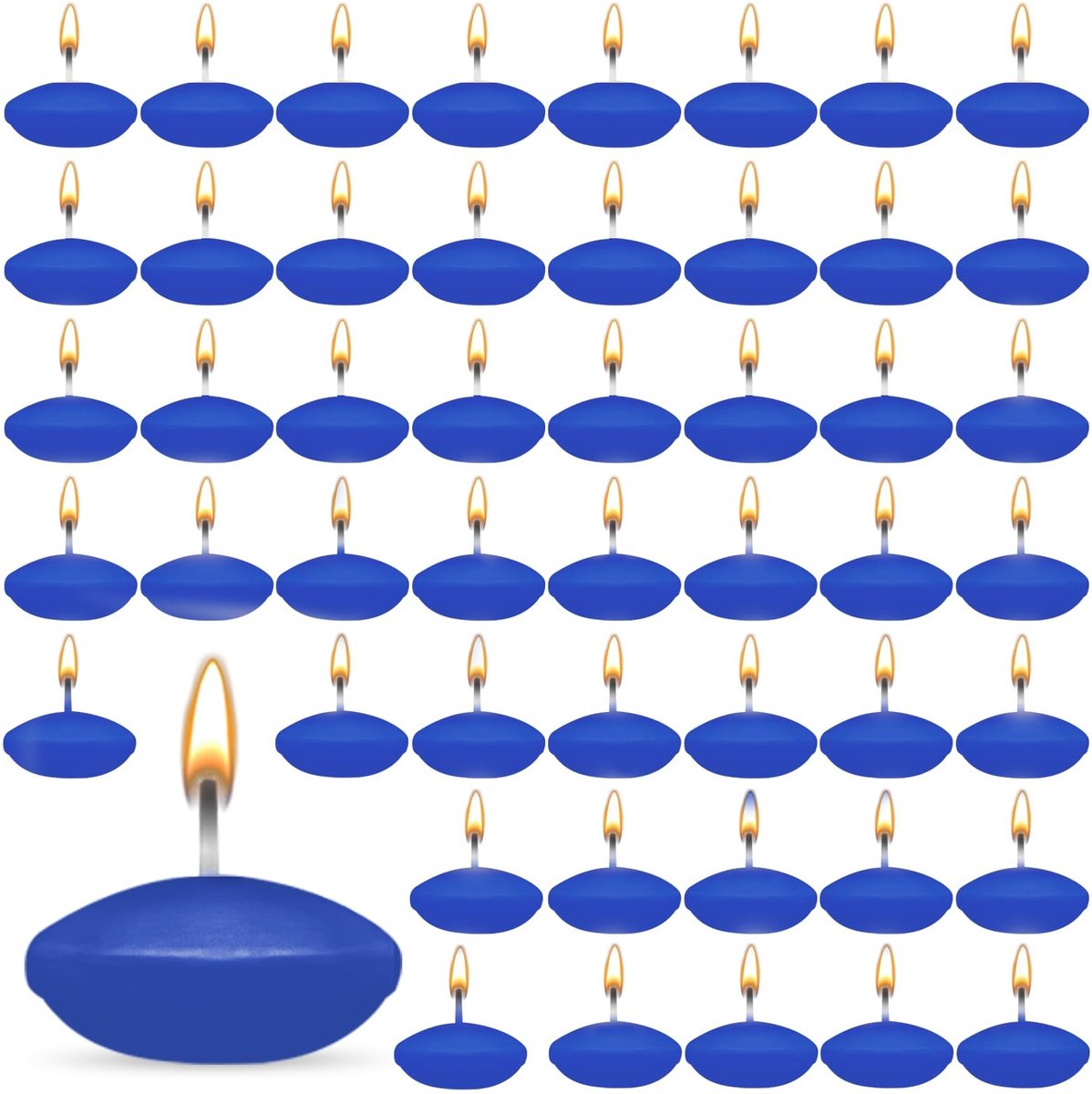 Dailygoods- Drijvende Kaarsen 50 Stuks - Blauw - Veilig en Betrouwbaar - Voor Bruiloft/Bad/Diner - Kerstdecoratie - Afmetingen 3,8 x 1,5 cm - Zwemkaarsen