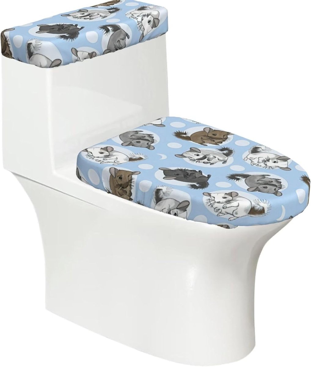 Toiletbrilhoezen Set - Toilet Decoratie - Badkamer Opfrissen - Elastische Pasvorm - Set van 2 - Zwart