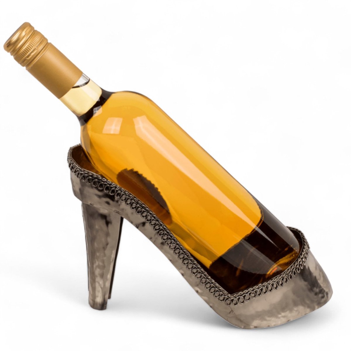 Dailygoods- Wijnflessenhouder elegante design - Flessenhouder van metaal - Stijlvolle decoratie - Hoogwaardige kwaliteit - Voor flessen tot 750 ml - Uniek high-heel ontwerp