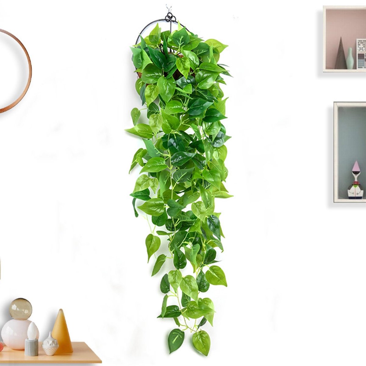 Dailygoods- Kunstplant 110 cm - Kunstmatige Klimop - Nepplant voor Binnen - Groene Kunstplant - Onderhoudsvriendelijk - Natuurlijke Kleuren
