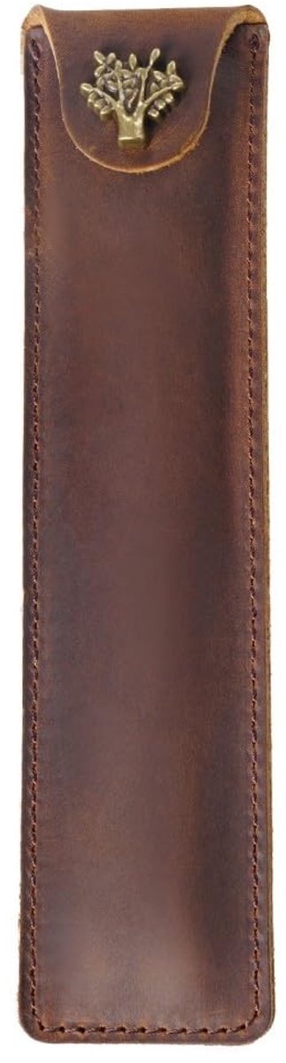 Dailygoods- Etui Leren - Vintage Pennenhouder - Pennenhouder voor Werk/Kantoor - Hoogwaardig Leer - Geschikt voor Pennen tot 15 cm - Schokbestendig