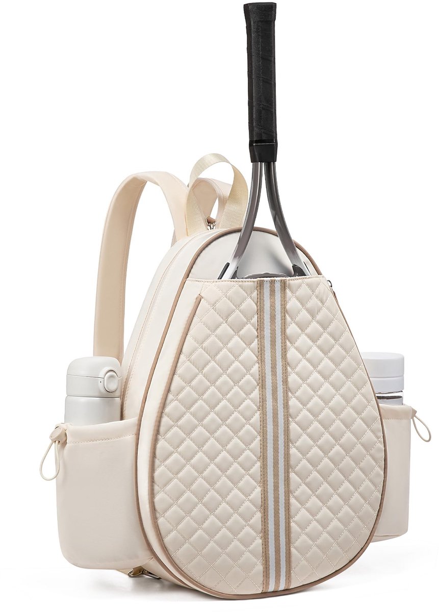 Dailygoods- Tennisrugzak Waterdicht - Tennistas voor Dames/Heren - Voor 2 Rackets - Vochtvak - Zijzakken voor Waterfles - Compatibel met Racketlengte 27 inch - Sporttas