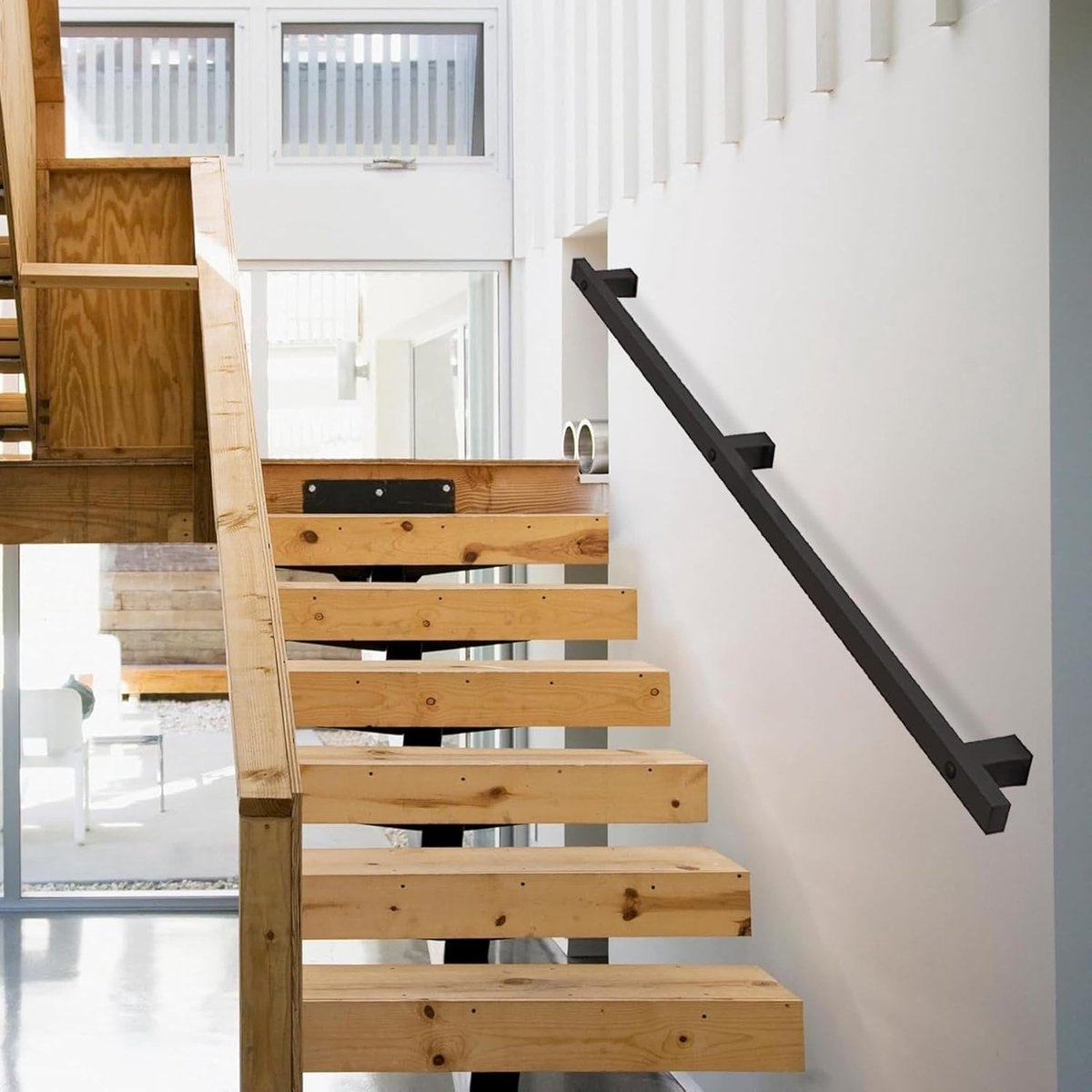 Metalen trapleuning - Wandmontage handrail - Veilig traplopen - Hoge belastbaarheid - 390 cm - Zwart